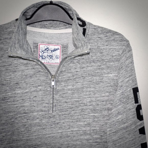 Reflex Gray Half Zip Sweatshirt Sweater L Cotton - Picture 2 of 5